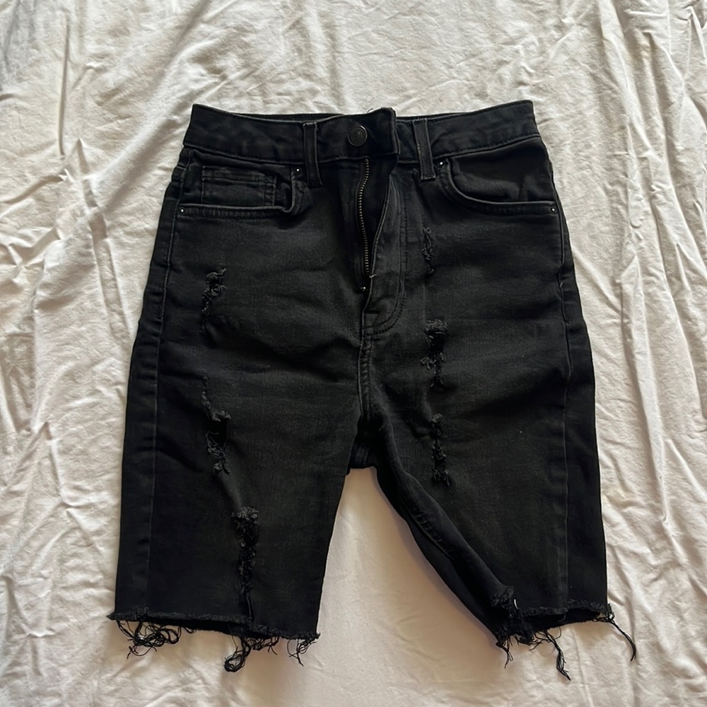 Black Bermuda Jean Shorts